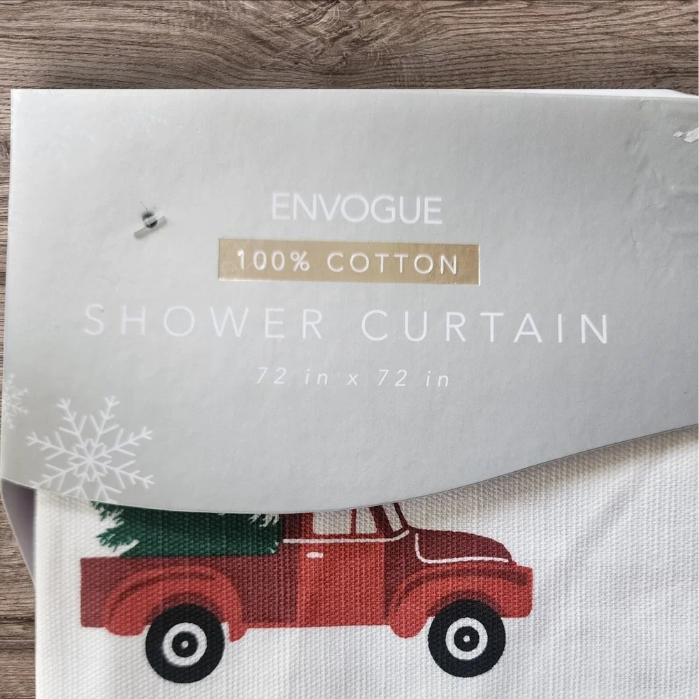 Envogue Christmas Red Truck Shower‎ Curtain Holiday Decor 72 x 72